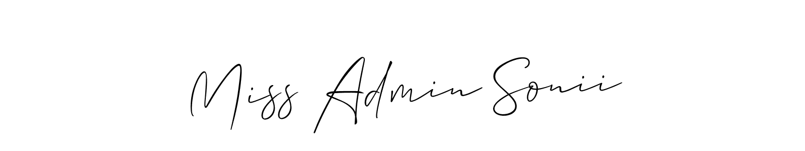 It looks lik you need a new signature style for name Miss Admin Sonii. Design unique handwritten (Allison_Script) signature with our free signature maker in just a few clicks. Miss Admin Sonii signature style 2 images and pictures png