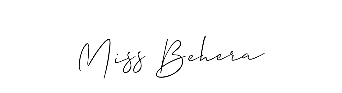 How to make Miss Behera name signature. Use Allison_Script style for creating short signs online. This is the latest handwritten sign. Miss Behera signature style 2 images and pictures png