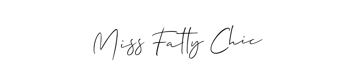 Allison_Script is a professional signature style that is perfect for those who want to add a touch of class to their signature. It is also a great choice for those who want to make their signature more unique. Get Miss Fatty Chic name to fancy signature for free. Miss Fatty Chic signature style 2 images and pictures png