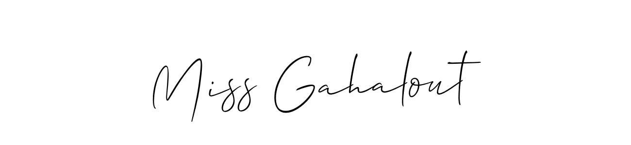 You should practise on your own different ways (Allison_Script) to write your name (Miss Gahalout) in signature. don't let someone else do it for you. Miss Gahalout signature style 2 images and pictures png