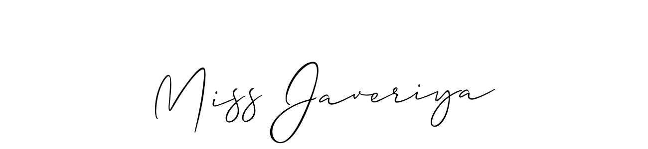 The best way (Allison_Script) to make a short signature is to pick only two or three words in your name. The name Miss Javeriya include a total of six letters. For converting this name. Miss Javeriya signature style 2 images and pictures png