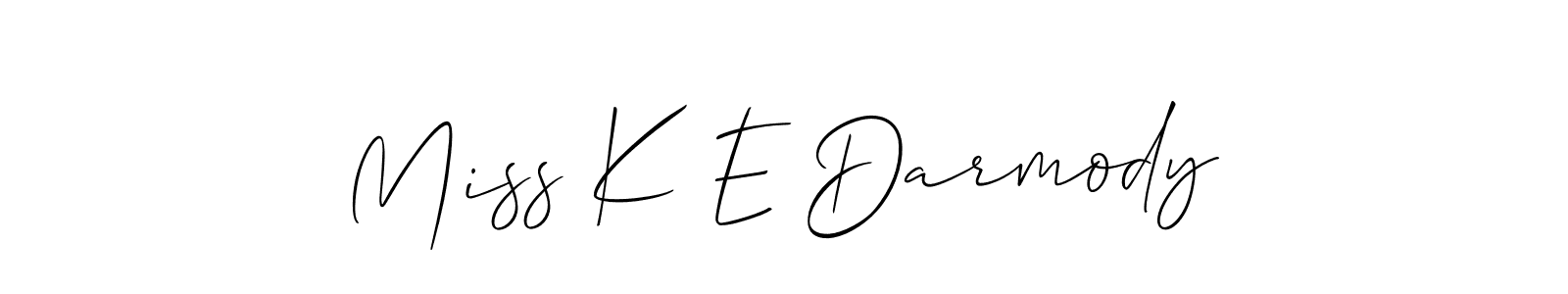The best way (Allison_Script) to make a short signature is to pick only two or three words in your name. The name Miss K E Darmody include a total of six letters. For converting this name. Miss K E Darmody signature style 2 images and pictures png