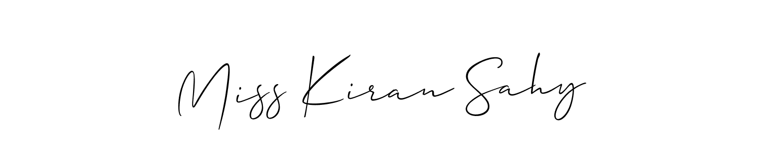 Allison_Script is a professional signature style that is perfect for those who want to add a touch of class to their signature. It is also a great choice for those who want to make their signature more unique. Get Miss Kiran Sahy name to fancy signature for free. Miss Kiran Sahy signature style 2 images and pictures png