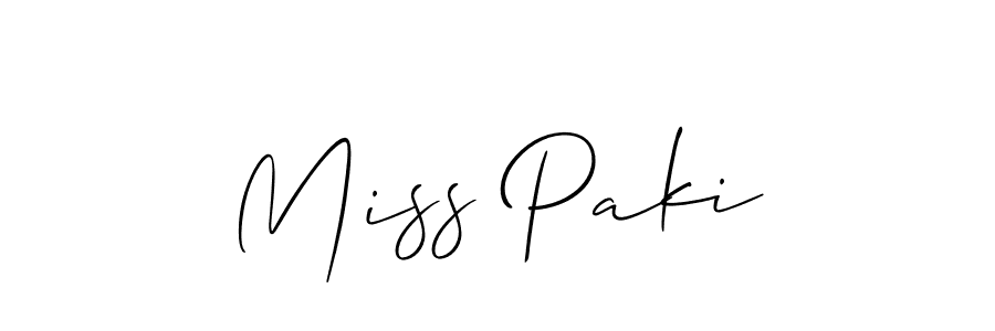 Make a short Miss Paki signature style. Manage your documents anywhere anytime using Allison_Script. Create and add eSignatures, submit forms, share and send files easily. Miss Paki signature style 2 images and pictures png