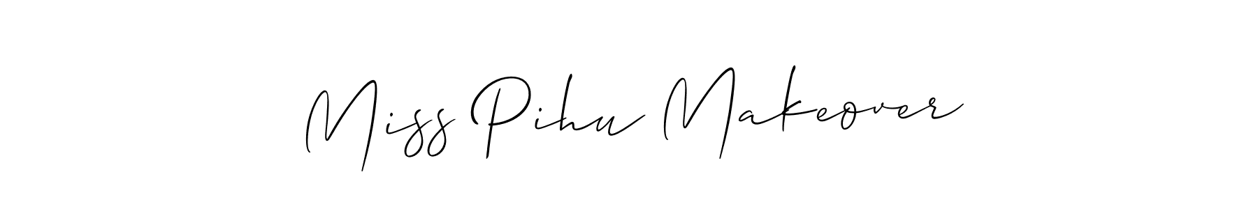 Allison_Script is a professional signature style that is perfect for those who want to add a touch of class to their signature. It is also a great choice for those who want to make their signature more unique. Get Miss Pihu Makeover name to fancy signature for free. Miss Pihu Makeover signature style 2 images and pictures png