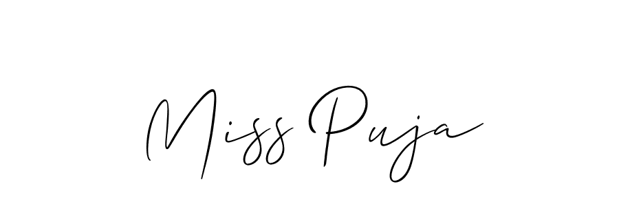 if you are searching for the best signature style for your name Miss Puja. so please give up your signature search. here we have designed multiple signature styles  using Allison_Script. Miss Puja signature style 2 images and pictures png