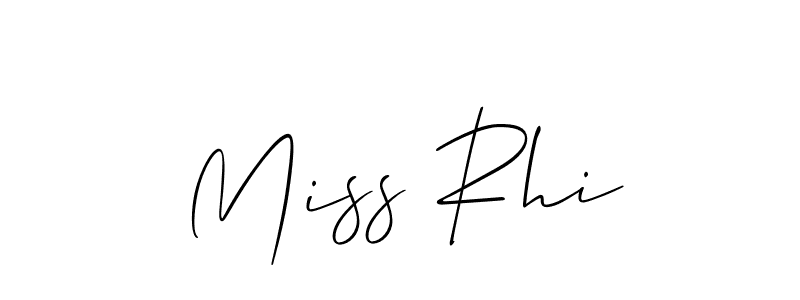Make a beautiful signature design for name Miss Rhi. With this signature (Allison_Script) style, you can create a handwritten signature for free. Miss Rhi signature style 2 images and pictures png