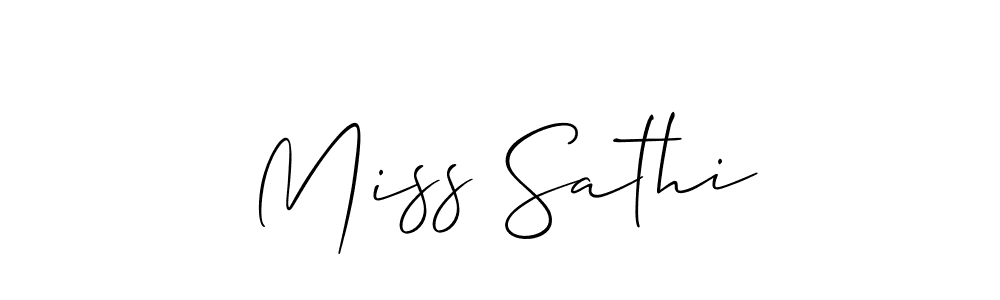 Allison_Script is a professional signature style that is perfect for those who want to add a touch of class to their signature. It is also a great choice for those who want to make their signature more unique. Get Miss Sathi name to fancy signature for free. Miss Sathi signature style 2 images and pictures png