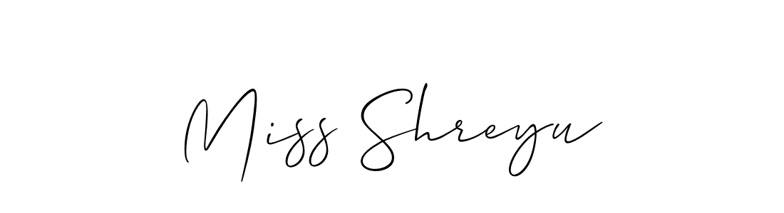 Allison_Script is a professional signature style that is perfect for those who want to add a touch of class to their signature. It is also a great choice for those who want to make their signature more unique. Get Miss Shreyu name to fancy signature for free. Miss Shreyu signature style 2 images and pictures png