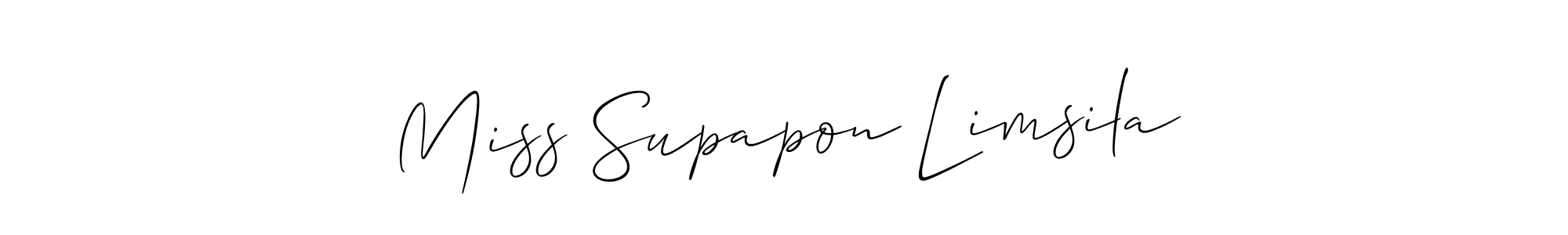 Design your own signature with our free online signature maker. With this signature software, you can create a handwritten (Allison_Script) signature for name Miss Supapon Limsila. Miss Supapon Limsila signature style 2 images and pictures png