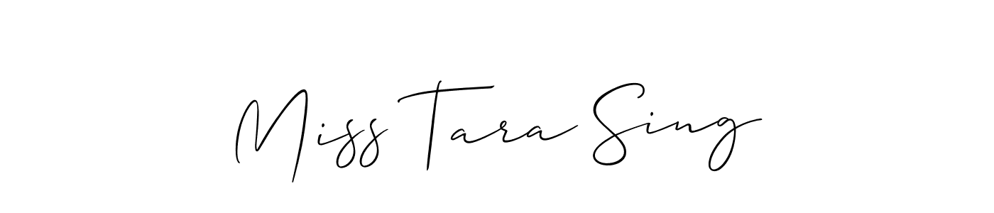 Allison_Script is a professional signature style that is perfect for those who want to add a touch of class to their signature. It is also a great choice for those who want to make their signature more unique. Get Miss Tara Sing name to fancy signature for free. Miss Tara Sing signature style 2 images and pictures png