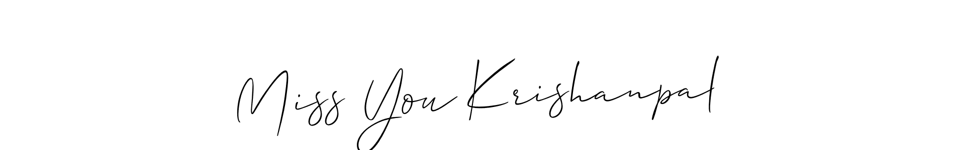 How to make Miss You Krishanpal name signature. Use Allison_Script style for creating short signs online. This is the latest handwritten sign. Miss You Krishanpal signature style 2 images and pictures png