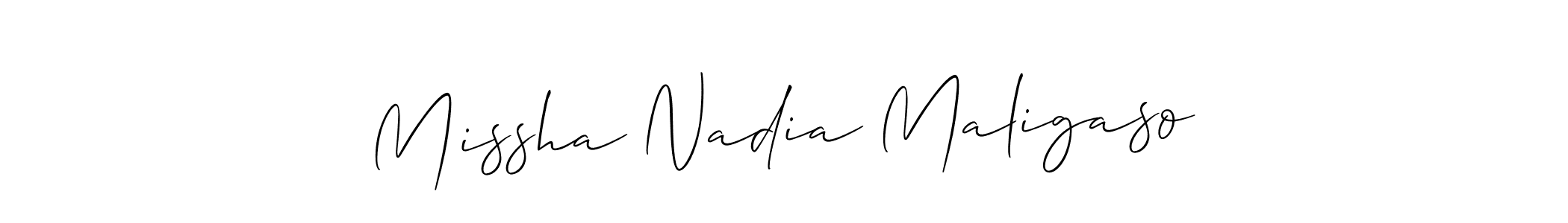 Use a signature maker to create a handwritten signature online. With this signature software, you can design (Allison_Script) your own signature for name Missha Nadia Maligaso. Missha Nadia Maligaso signature style 2 images and pictures png