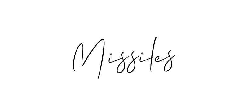 Create a beautiful signature design for name Missiles. With this signature (Allison_Script) fonts, you can make a handwritten signature for free. Missiles signature style 2 images and pictures png