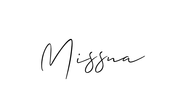 Make a short Missna signature style. Manage your documents anywhere anytime using Allison_Script. Create and add eSignatures, submit forms, share and send files easily. Missna signature style 2 images and pictures png