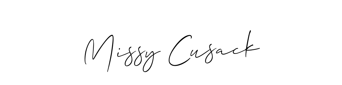 The best way (Allison_Script) to make a short signature is to pick only two or three words in your name. The name Missy Cusack include a total of six letters. For converting this name. Missy Cusack signature style 2 images and pictures png