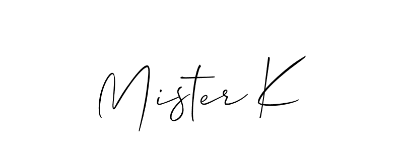 Use a signature maker to create a handwritten signature online. With this signature software, you can design (Allison_Script) your own signature for name Mister K. Mister K signature style 2 images and pictures png