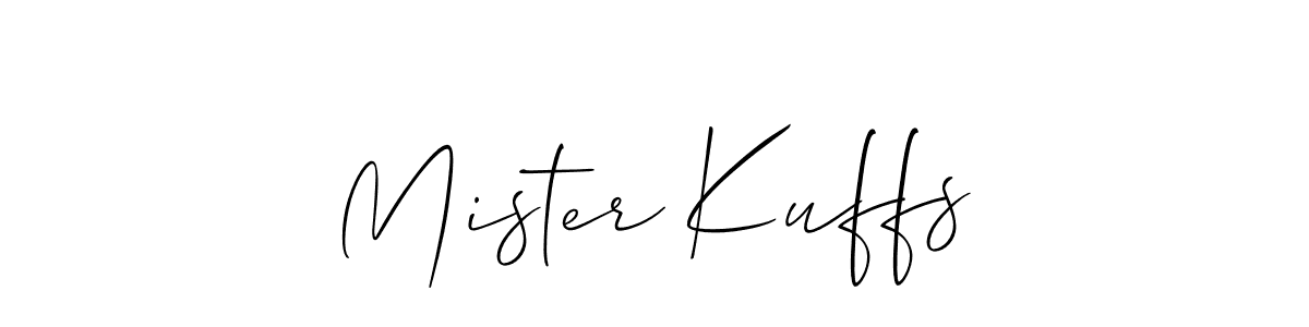 Use a signature maker to create a handwritten signature online. With this signature software, you can design (Allison_Script) your own signature for name Mister Kuffs. Mister Kuffs signature style 2 images and pictures png