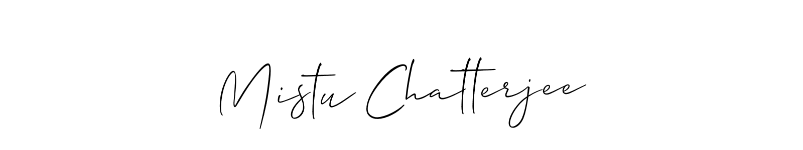 The best way (Allison_Script) to make a short signature is to pick only two or three words in your name. The name Mistu Chatterjee include a total of six letters. For converting this name. Mistu Chatterjee signature style 2 images and pictures png