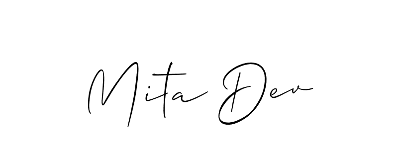 Create a beautiful signature design for name Mita Dev. With this signature (Allison_Script) fonts, you can make a handwritten signature for free. Mita Dev signature style 2 images and pictures png