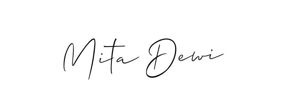 It looks lik you need a new signature style for name Mita Dewi. Design unique handwritten (Allison_Script) signature with our free signature maker in just a few clicks. Mita Dewi signature style 2 images and pictures png