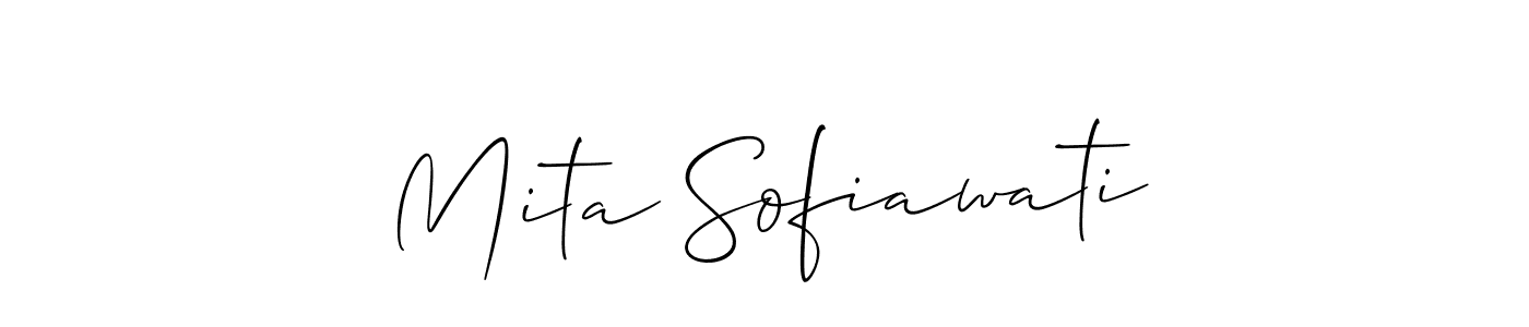 Similarly Allison_Script is the best handwritten signature design. Signature creator online .You can use it as an online autograph creator for name Mita Sofiawati. Mita Sofiawati signature style 2 images and pictures png