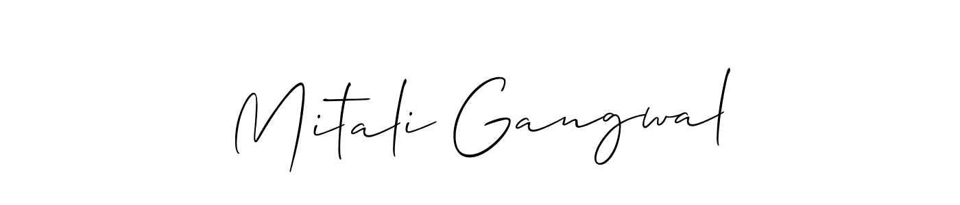 Also You can easily find your signature by using the search form. We will create Mitali Gangwal name handwritten signature images for you free of cost using Allison_Script sign style. Mitali Gangwal signature style 2 images and pictures png