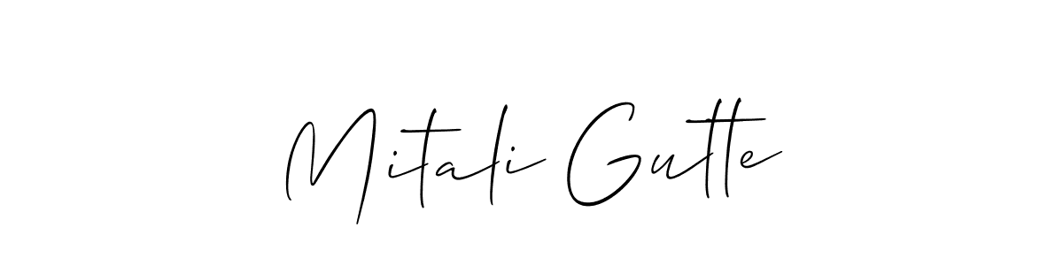 Similarly Allison_Script is the best handwritten signature design. Signature creator online .You can use it as an online autograph creator for name Mitali Gutte. Mitali Gutte signature style 2 images and pictures png