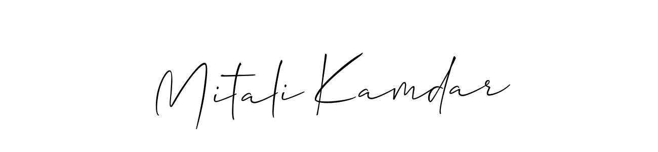 Also You can easily find your signature by using the search form. We will create Mitali Kamdar name handwritten signature images for you free of cost using Allison_Script sign style. Mitali Kamdar signature style 2 images and pictures png
