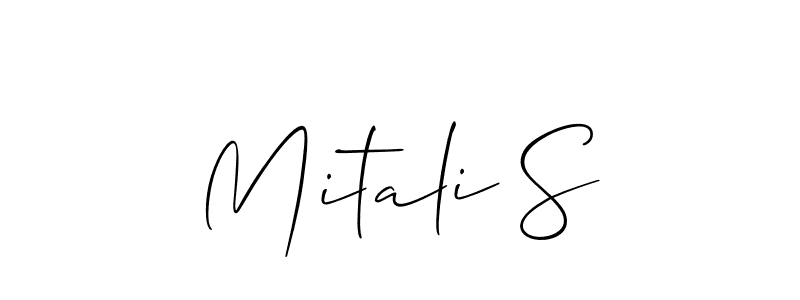 if you are searching for the best signature style for your name Mitali S. so please give up your signature search. here we have designed multiple signature styles  using Allison_Script. Mitali S signature style 2 images and pictures png