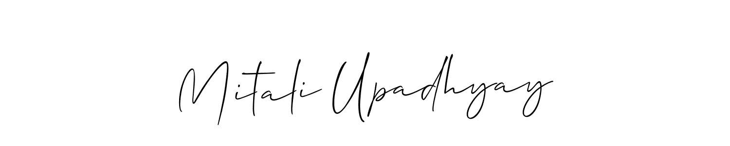 Create a beautiful signature design for name Mitali Upadhyay. With this signature (Allison_Script) fonts, you can make a handwritten signature for free. Mitali Upadhyay signature style 2 images and pictures png