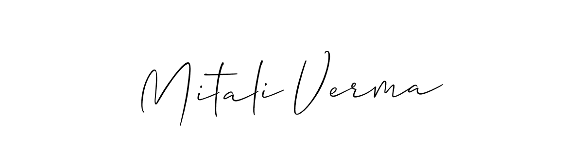 Create a beautiful signature design for name Mitali Verma. With this signature (Allison_Script) fonts, you can make a handwritten signature for free. Mitali Verma signature style 2 images and pictures png