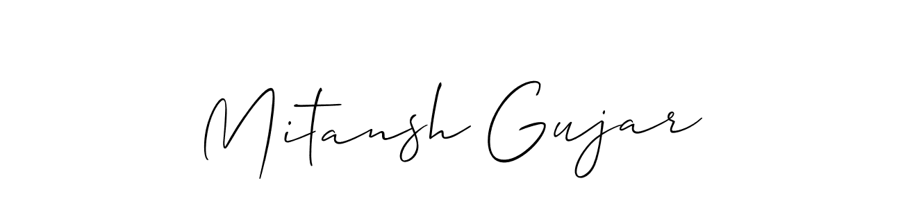 Make a beautiful signature design for name Mitansh Gujar. With this signature (Allison_Script) style, you can create a handwritten signature for free. Mitansh Gujar signature style 2 images and pictures png