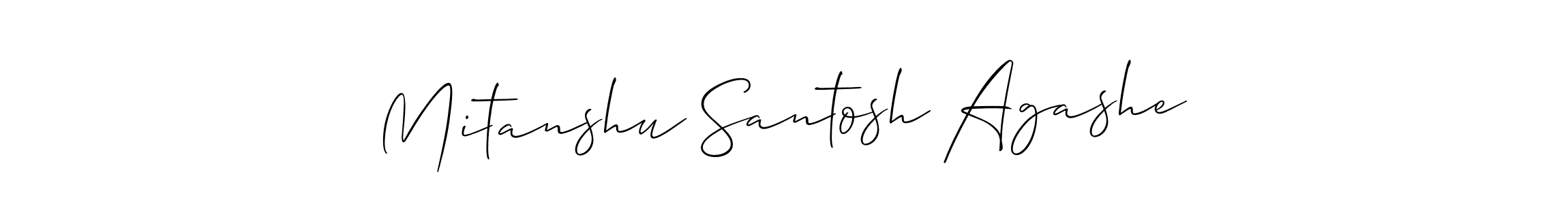 How to make Mitanshu Santosh Agashe name signature. Use Allison_Script style for creating short signs online. This is the latest handwritten sign. Mitanshu Santosh Agashe signature style 2 images and pictures png