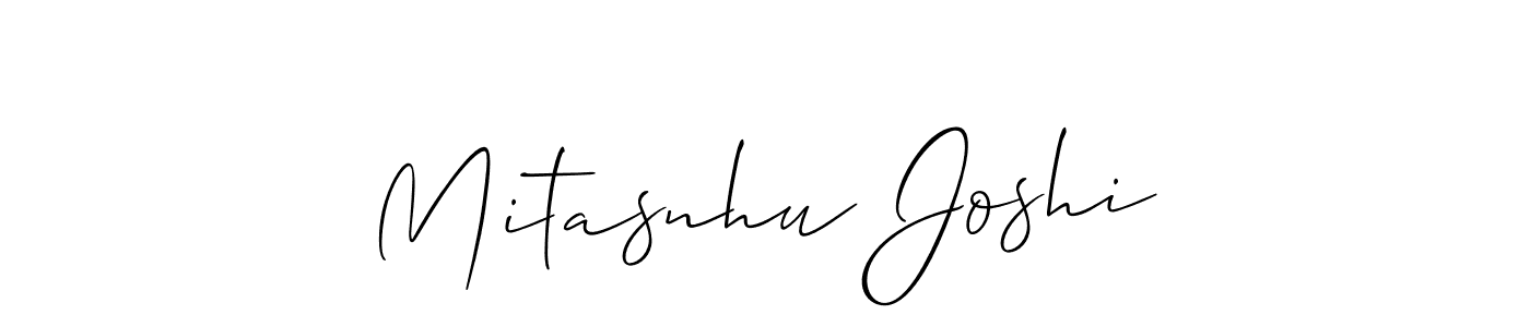 Create a beautiful signature design for name Mitasnhu Joshi. With this signature (Allison_Script) fonts, you can make a handwritten signature for free. Mitasnhu Joshi signature style 2 images and pictures png