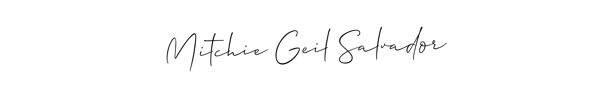 Make a beautiful signature design for name Mitchie Geil Salvador. Use this online signature maker to create a handwritten signature for free. Mitchie Geil Salvador signature style 2 images and pictures png