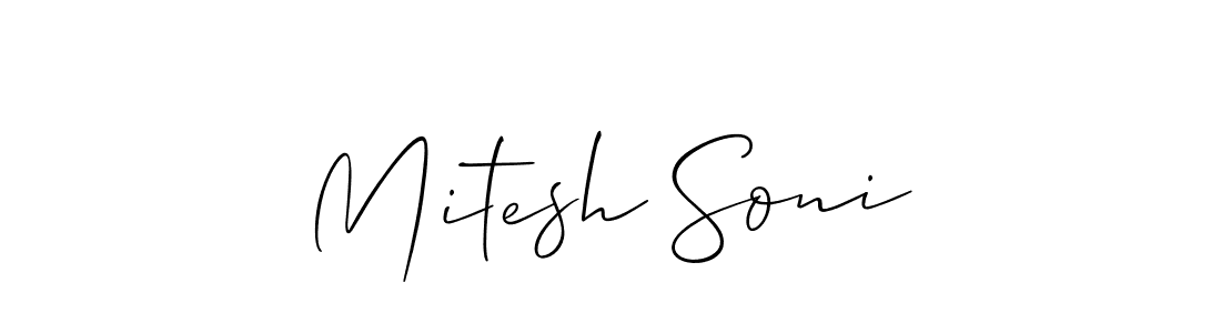 Create a beautiful signature design for name Mitesh Soni. With this signature (Allison_Script) fonts, you can make a handwritten signature for free. Mitesh Soni signature style 2 images and pictures png