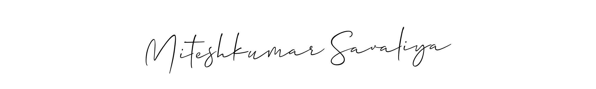 Make a beautiful signature design for name Miteshkumar Savaliya. With this signature (Allison_Script) style, you can create a handwritten signature for free. Miteshkumar Savaliya signature style 2 images and pictures png