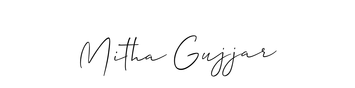 Make a beautiful signature design for name Mitha Gujjar. With this signature (Allison_Script) style, you can create a handwritten signature for free. Mitha Gujjar signature style 2 images and pictures png