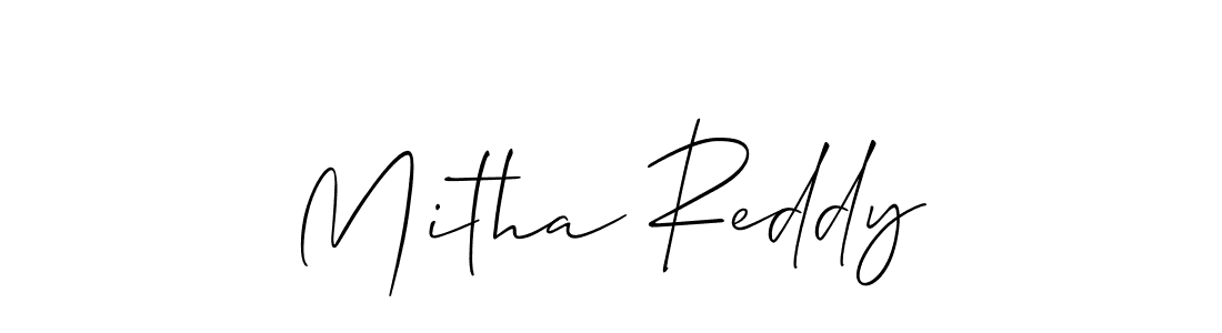 Create a beautiful signature design for name Mitha Reddy. With this signature (Allison_Script) fonts, you can make a handwritten signature for free. Mitha Reddy signature style 2 images and pictures png