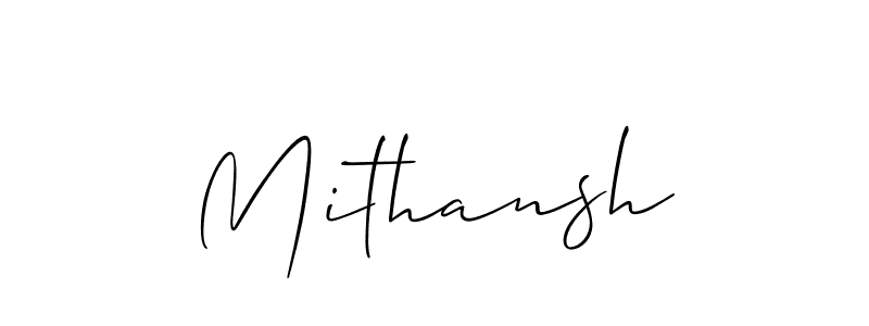 Make a beautiful signature design for name Mithansh. With this signature (Allison_Script) style, you can create a handwritten signature for free. Mithansh signature style 2 images and pictures png