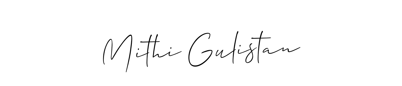 Make a beautiful signature design for name Mithi Gulistan. With this signature (Allison_Script) style, you can create a handwritten signature for free. Mithi Gulistan signature style 2 images and pictures png