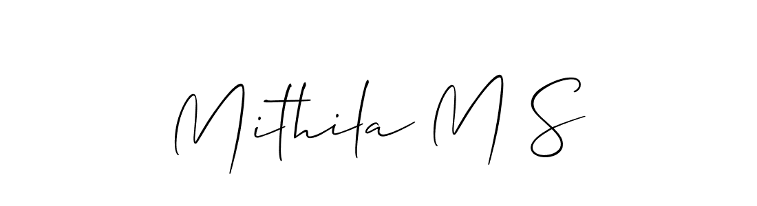 Make a short Mithila M S signature style. Manage your documents anywhere anytime using Allison_Script. Create and add eSignatures, submit forms, share and send files easily. Mithila M S signature style 2 images and pictures png