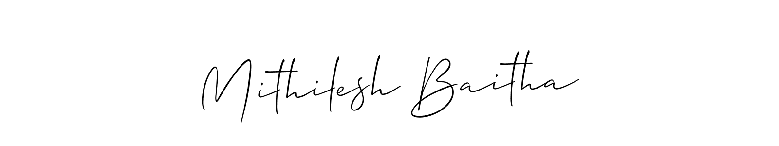 Similarly Allison_Script is the best handwritten signature design. Signature creator online .You can use it as an online autograph creator for name Mithilesh Baitha. Mithilesh Baitha signature style 2 images and pictures png