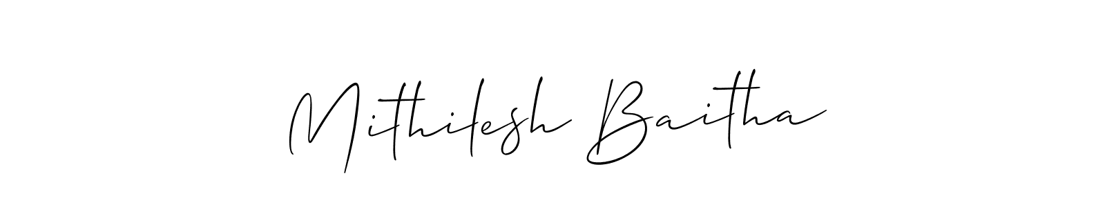 Make a short Mithilesh Baitha signature style. Manage your documents anywhere anytime using Allison_Script. Create and add eSignatures, submit forms, share and send files easily. Mithilesh Baitha signature style 2 images and pictures png