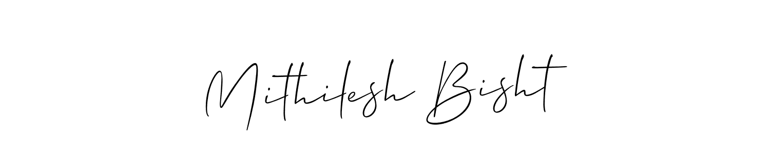 Allison_Script is a professional signature style that is perfect for those who want to add a touch of class to their signature. It is also a great choice for those who want to make their signature more unique. Get Mithilesh Bisht name to fancy signature for free. Mithilesh Bisht signature style 2 images and pictures png