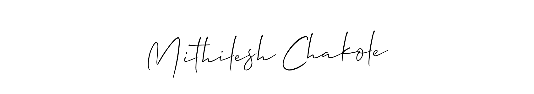 How to make Mithilesh Chakole name signature. Use Allison_Script style for creating short signs online. This is the latest handwritten sign. Mithilesh Chakole signature style 2 images and pictures png