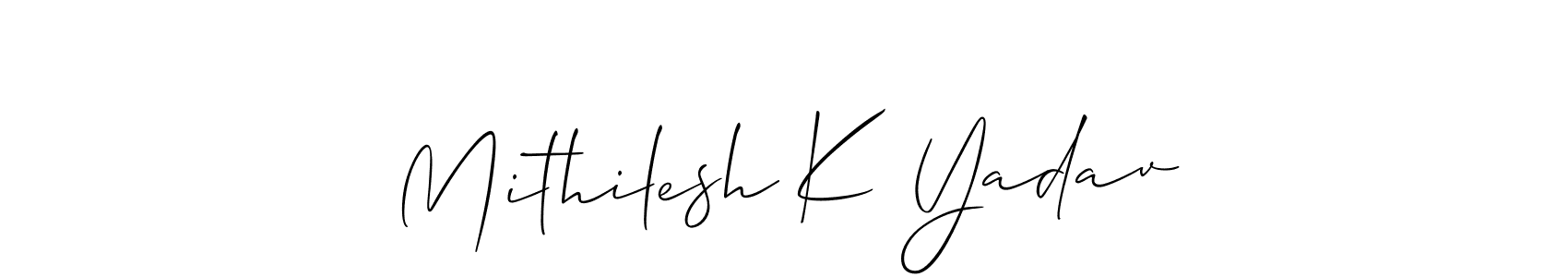 Allison_Script is a professional signature style that is perfect for those who want to add a touch of class to their signature. It is also a great choice for those who want to make their signature more unique. Get Mithilesh K Yadav name to fancy signature for free. Mithilesh K Yadav signature style 2 images and pictures png