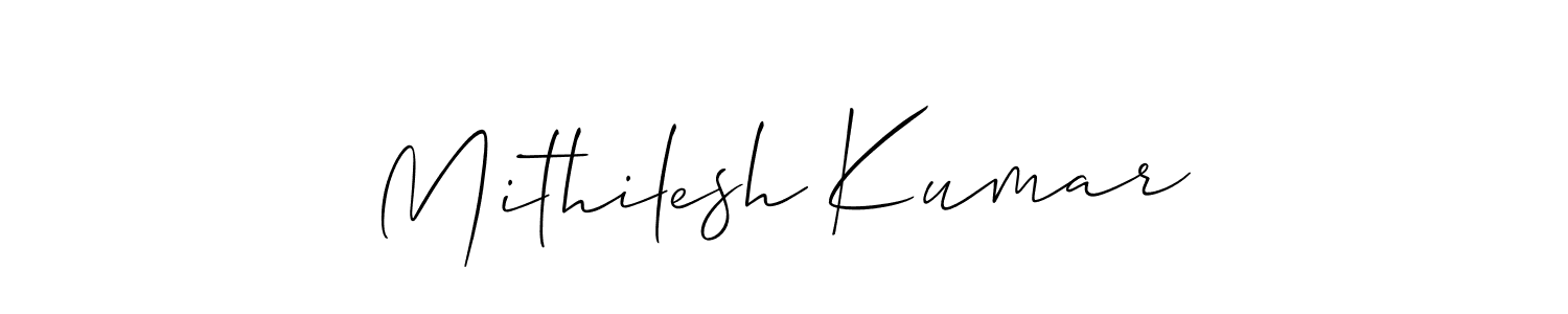 Make a beautiful signature design for name Mithilesh Kumar. With this signature (Allison_Script) style, you can create a handwritten signature for free. Mithilesh Kumar signature style 2 images and pictures png