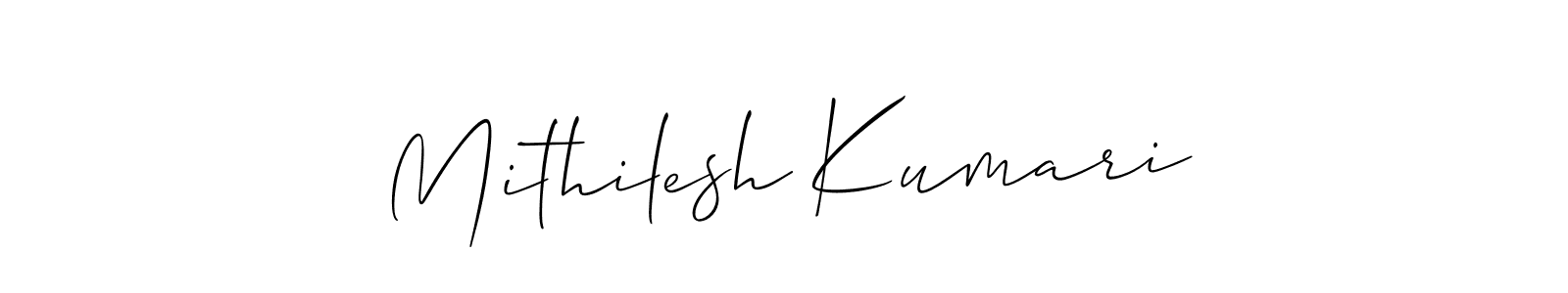 Similarly Allison_Script is the best handwritten signature design. Signature creator online .You can use it as an online autograph creator for name Mithilesh Kumari. Mithilesh Kumari signature style 2 images and pictures png